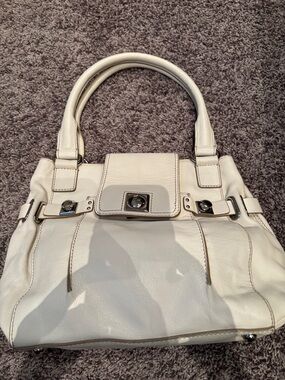 Cream Leather Top-Handle Women's Satchel